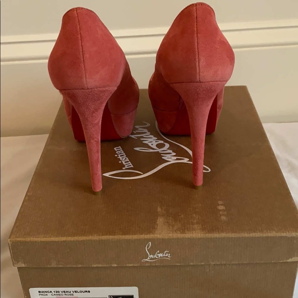 New Louboutin Bianca 120 cameo rose suede - Picture 2 of 5